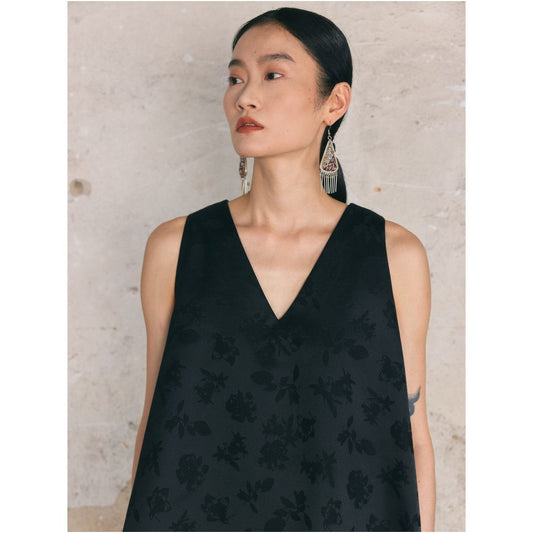 ASAYA6223 – Noir Whisper Jacquard Top 🖤✨