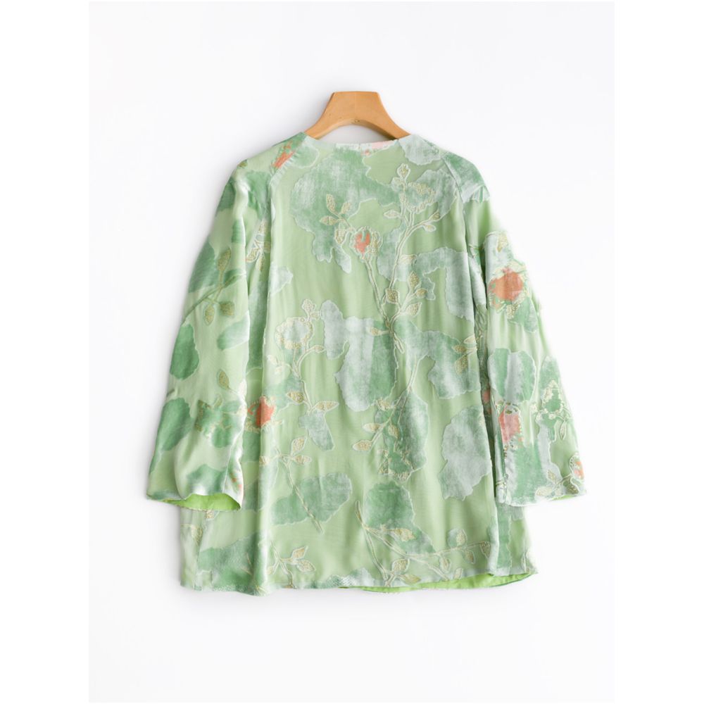 Zhendian Baby PCY697 Chinese style velvet cheongsam top with slanted placket retro artistic Chinese women s clothing spring summer autumn image 2