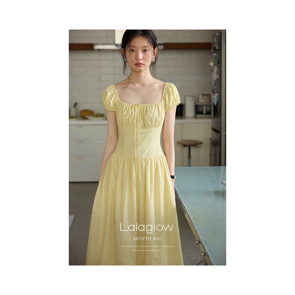 Lalaglow Leisure Romantic All Cotton French Waist Slimming Dress in Stock Women s Summer Style Long Dress image 1