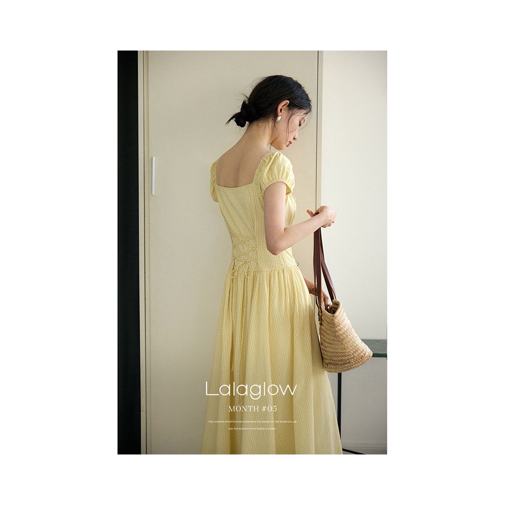 Lalaglow Leisure Romantic All Cotton French Waist Slimming Dress in Stock Women s Summer Style Long Dress image 4