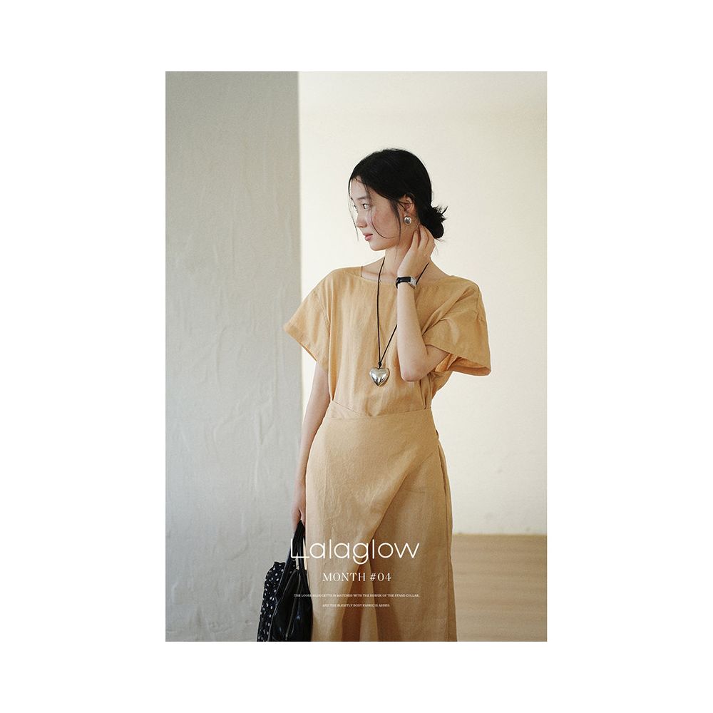 Spot Lalaglow meet in good weather all ramie old money wind tied slimming dress women s summer image 0
