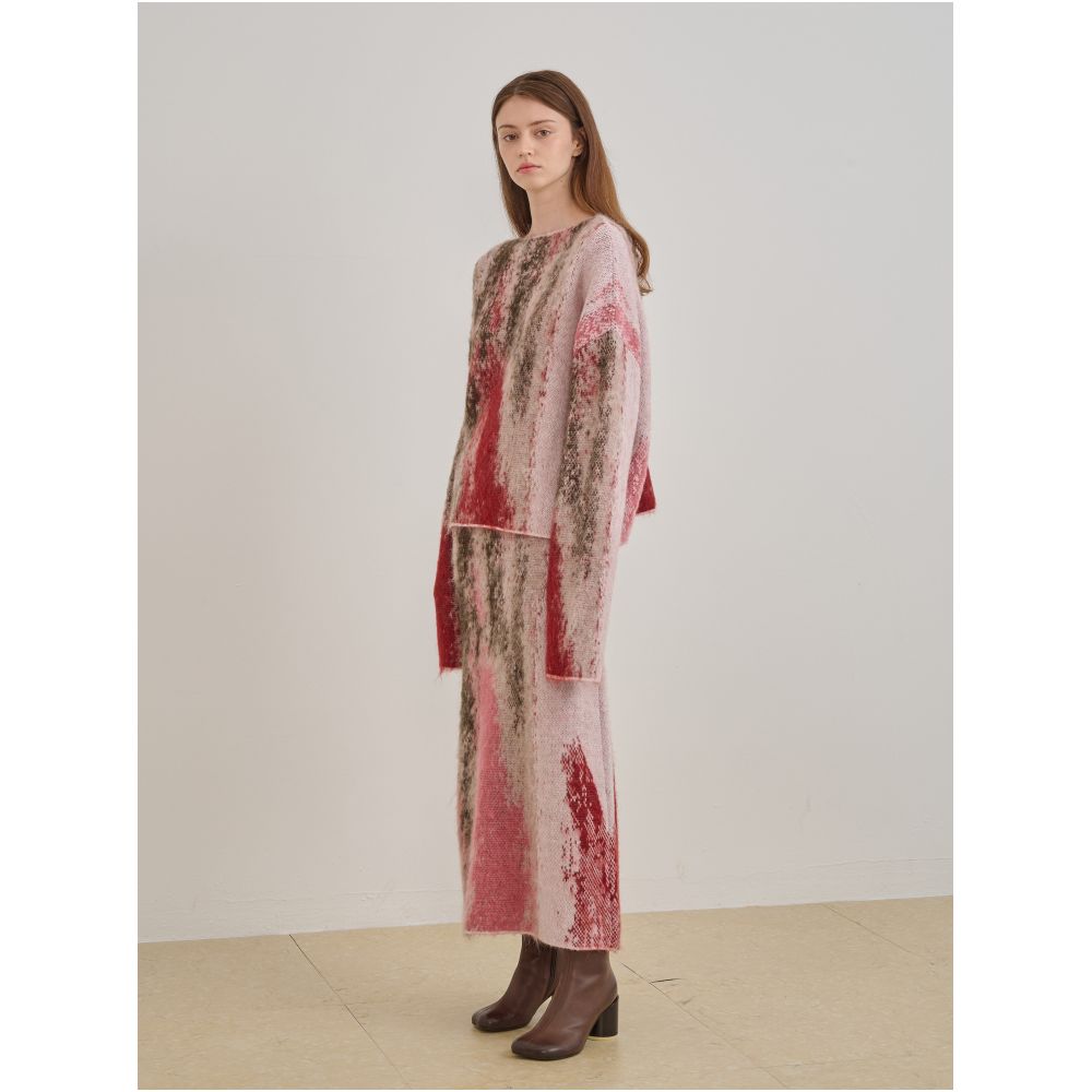 Piacevole Star Original Design Marble Printed Knitted Cardigan Lazy Sweater Half Skirt image 4