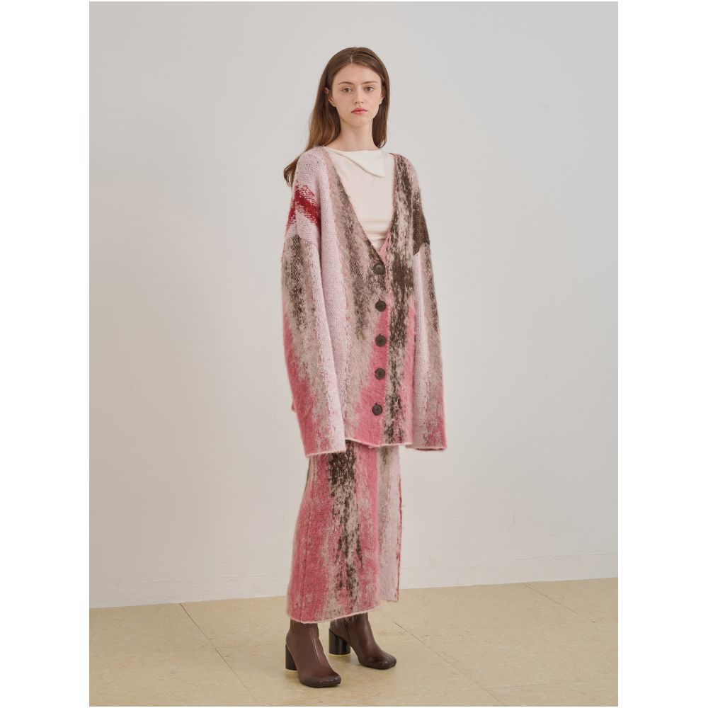 Piacevole Star Original Design Marble Printed Knitted Cardigan Lazy Sweater Half Skirt image 0