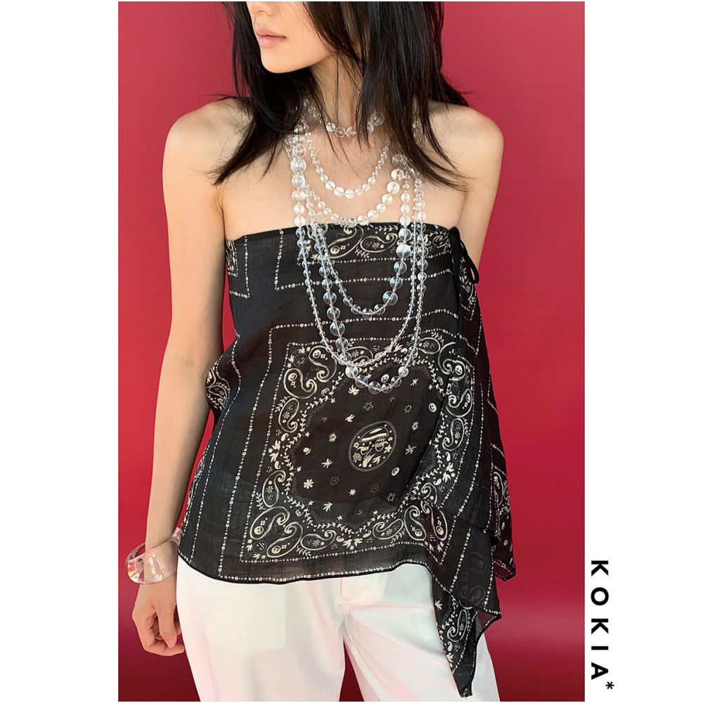 KOKIA Stacking Artifact 100 Ramie Paisley Positioning Printed Side Strap Skirt Curtain Butt Curtain image 2