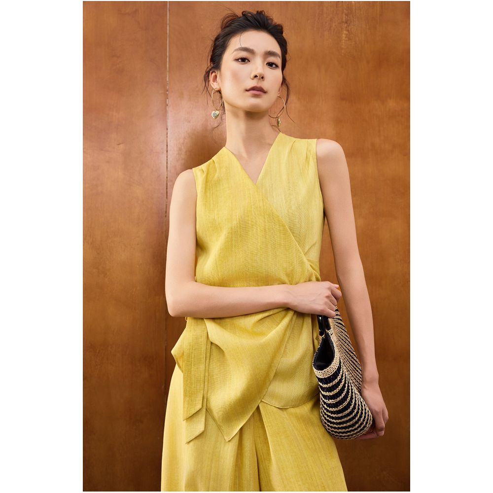 ASAYA6295 – Golden Drape Linen Set 🌼✨