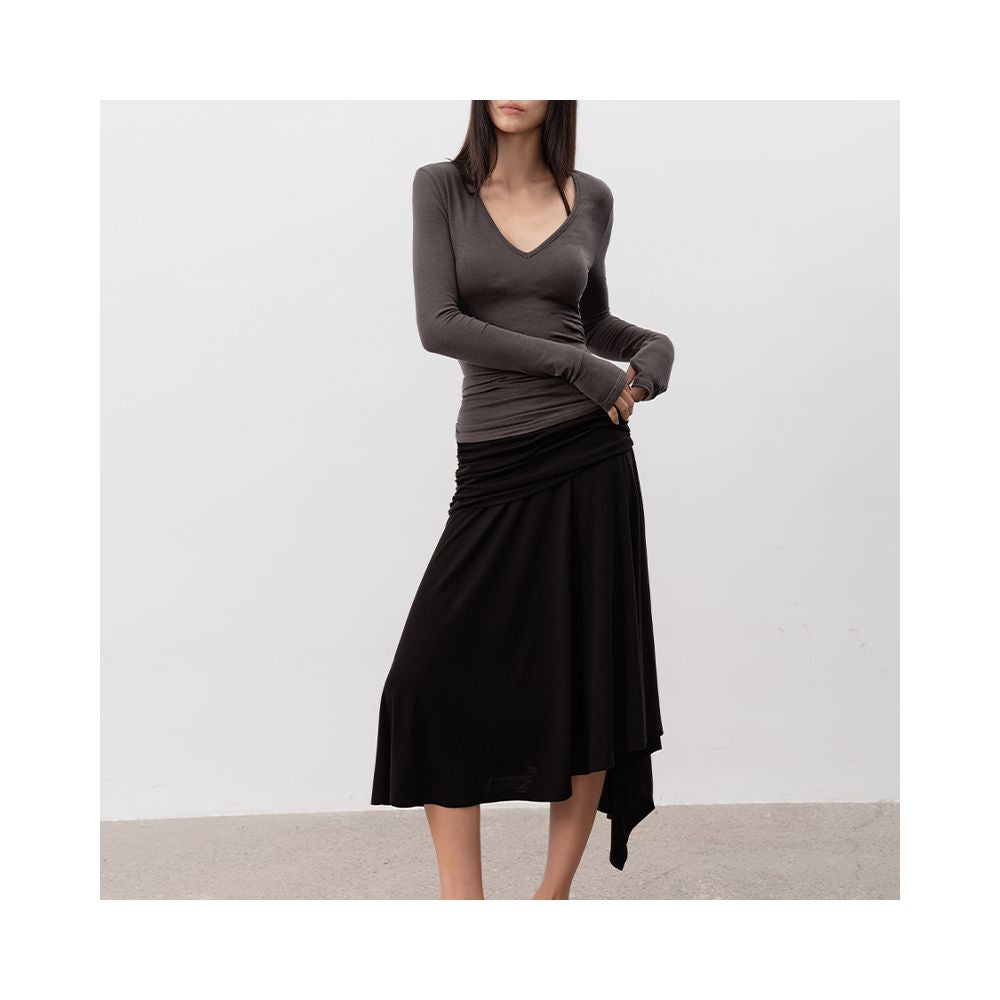 JCAESAR WOMEN V neck long sleeved knitted sweater Tencel wool blend comfortable thin and transparent available in multiple colors image 2