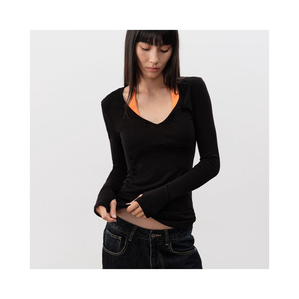 JCAESAR WOMEN V neck long sleeved knitted sweater Tencel wool blend comfortable thin and transparent available in multiple colors image 3