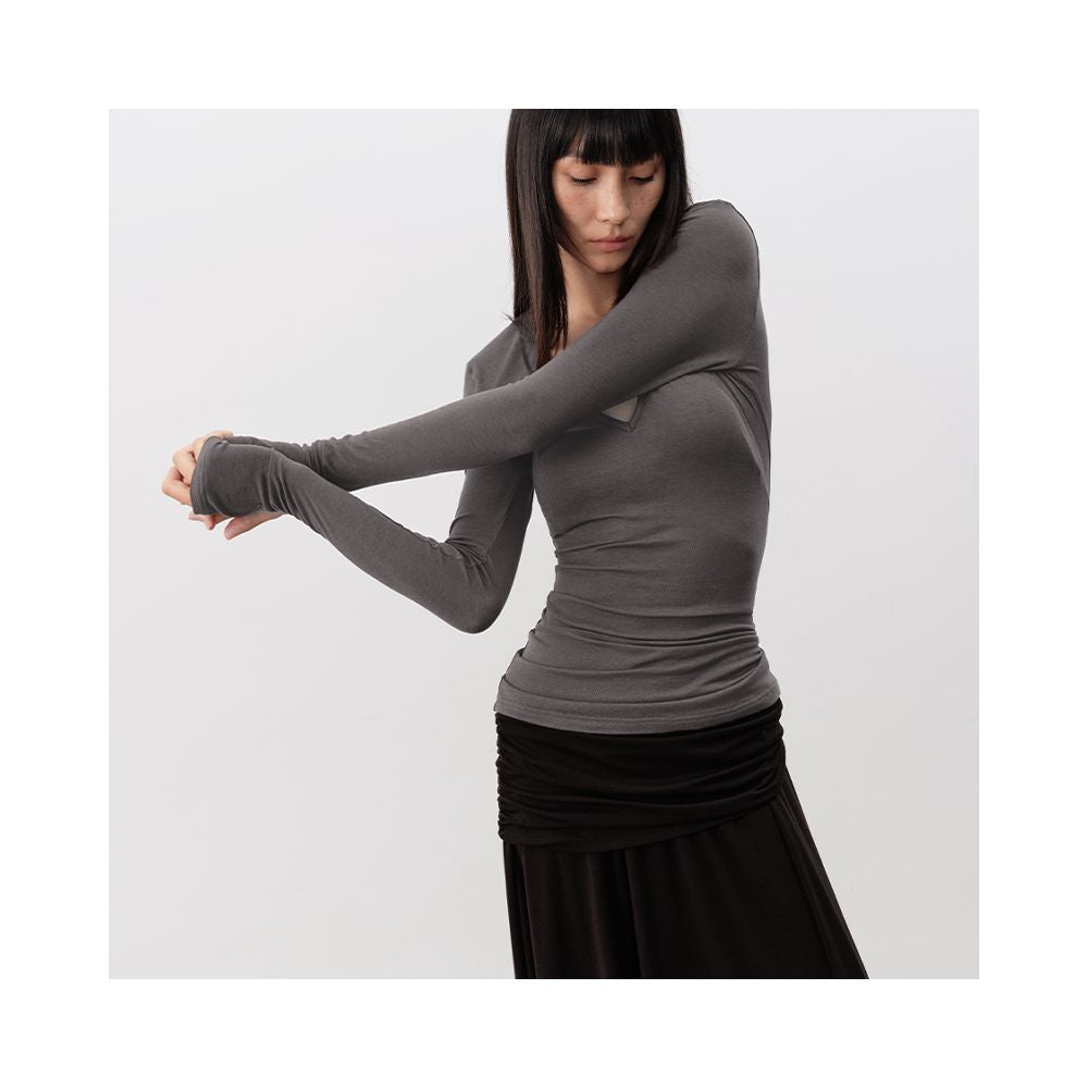 JCAESAR WOMEN V neck long sleeved knitted sweater Tencel wool blend comfortable thin and transparent available in multiple colors image 4