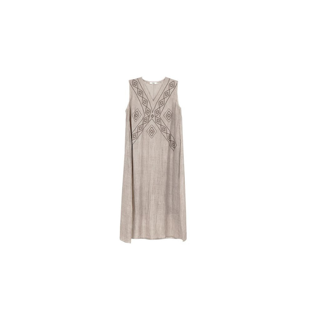 TALASA Ramie Sleeveless Dress Summer 2026 New Embroidered Design V neck Loose and Slim Retro Long Dress image 5