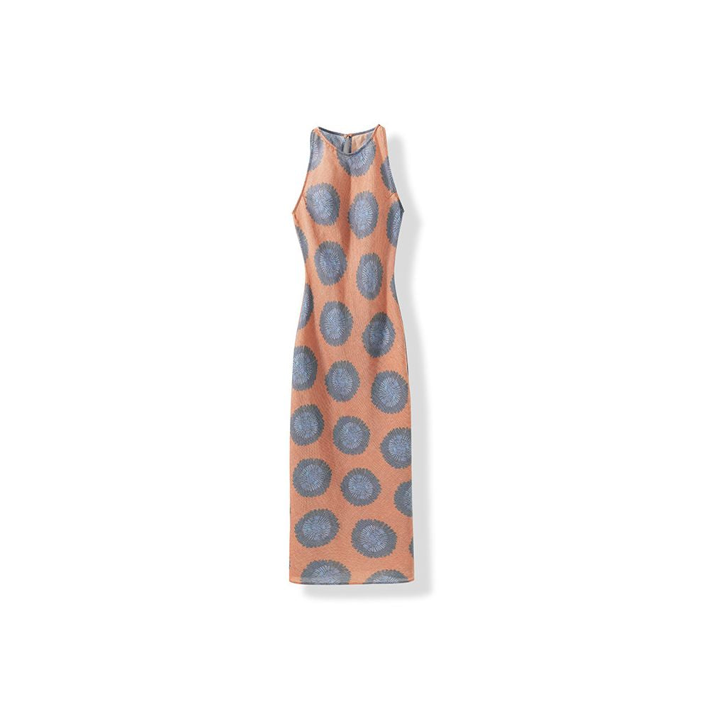ASAYA6313 – Coral Muse Silk-Linen Dress 🌺🩵