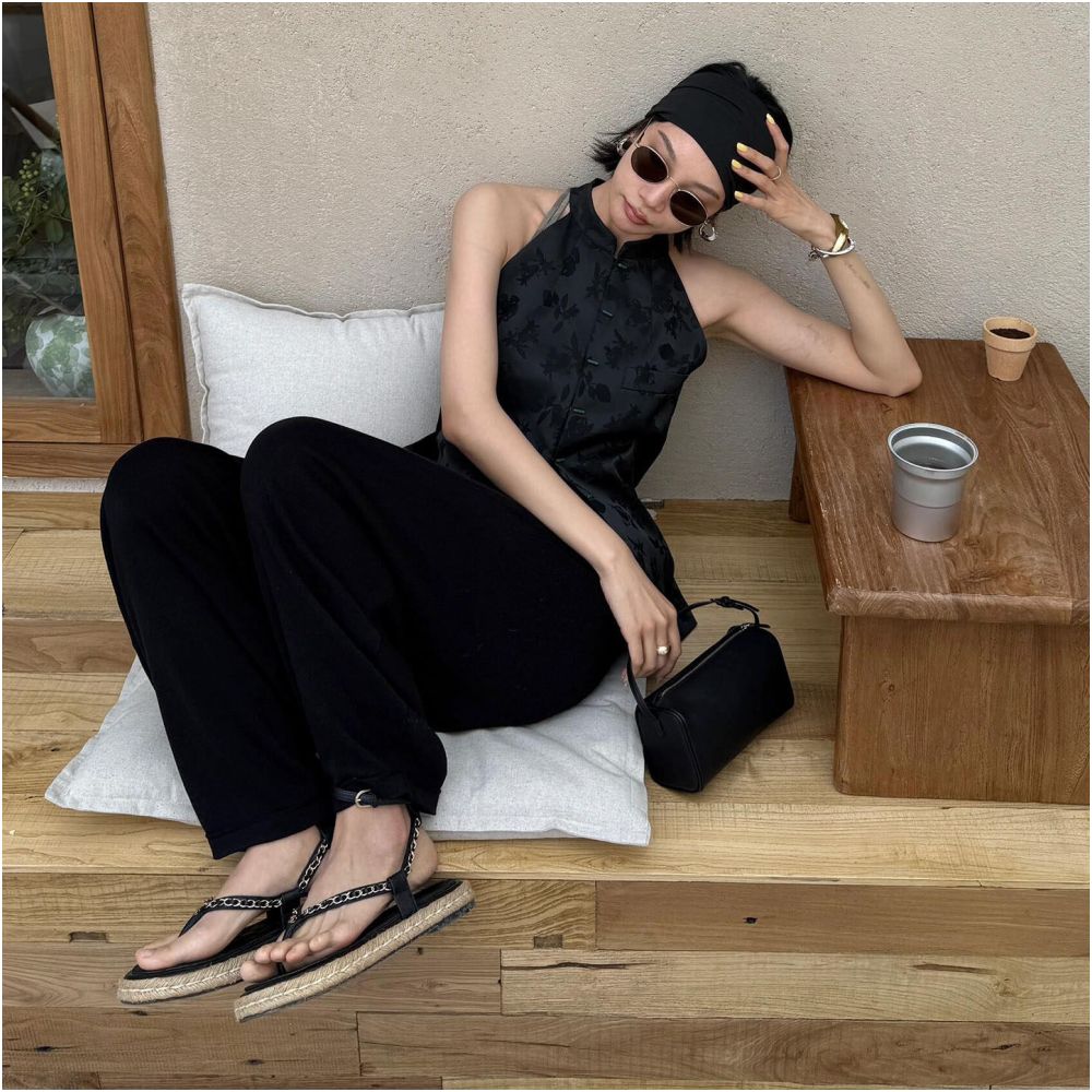 Improved new Chinese style high neck buckle cheongsam top for women in summer unique and non collision style Zen inspired jacquard shoulder digging small shirt image 4
