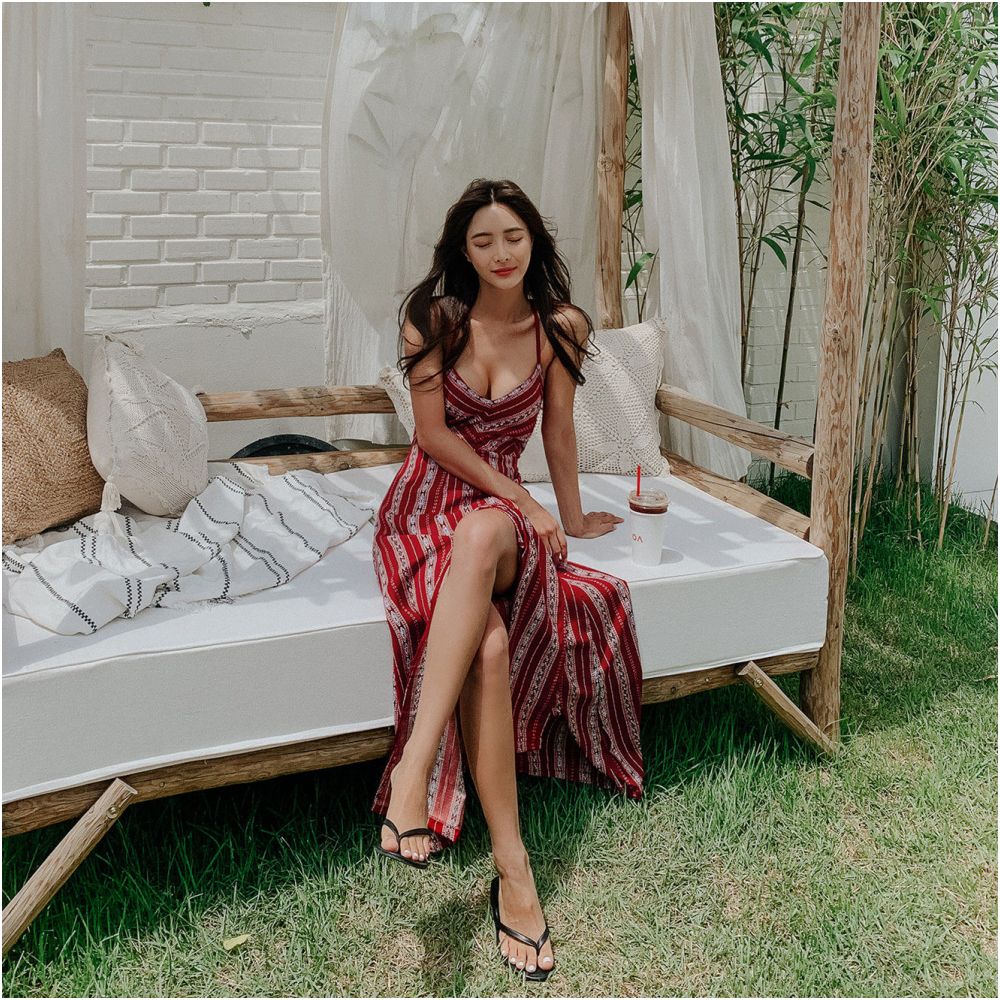 ASAYA6316 – Scarlet Escape Maxi Dress ❤️🌿