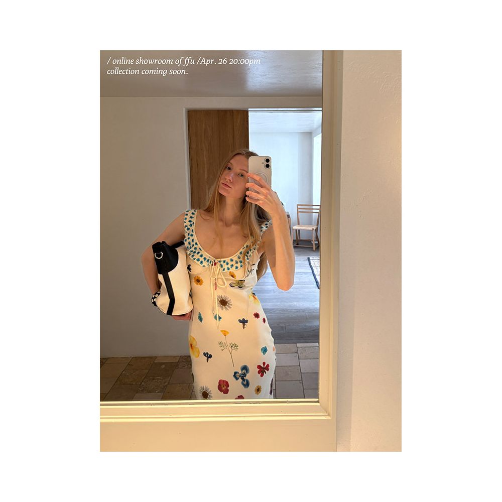 French diagonal cut floral suspender long skirt summer H shaped jumpsuit vacation style girls dress image 0