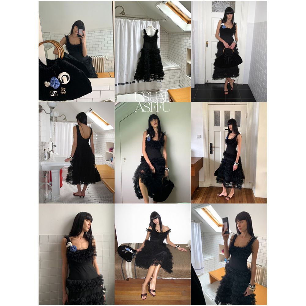 Ready Stock Ships Immediately FFU Women s New Style 3D Ruffled Mesh Slightly Elastic Cake Princess Dress image 1