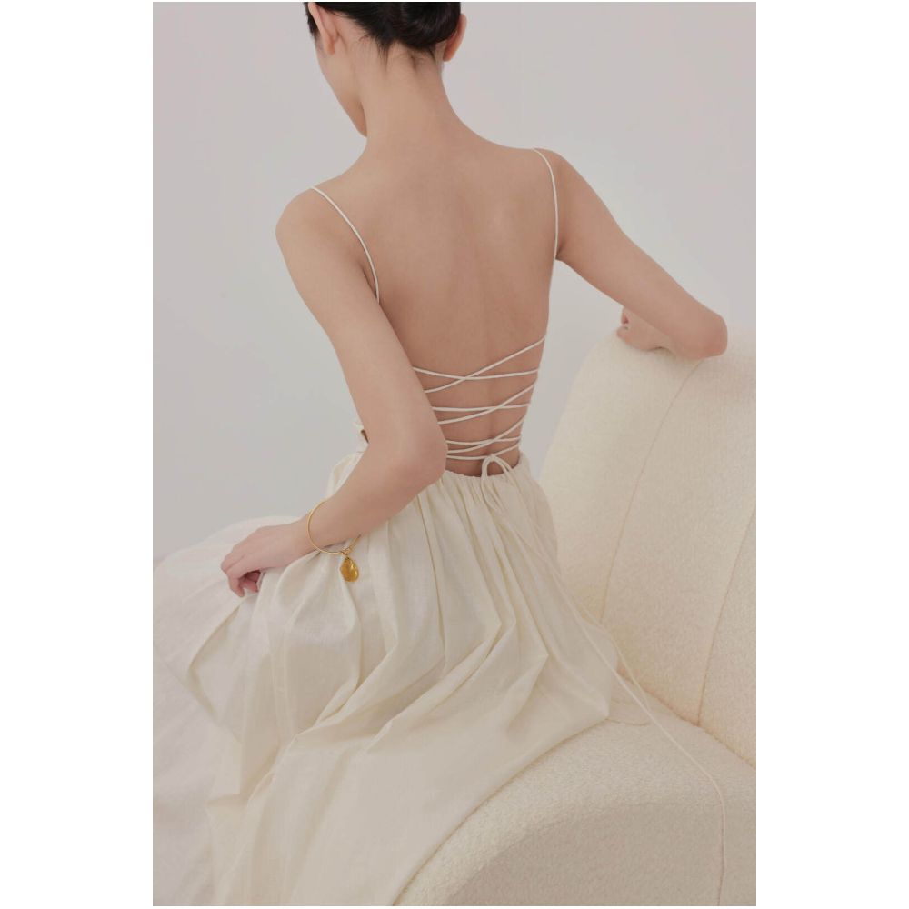 ASAYA6335 – Ivory Lace-Back Maxi Dress 🤍✨