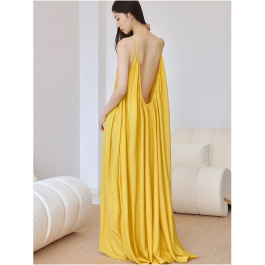 ASAYA6337 – Golden Breeze Backless Maxi Dress 🌼✨