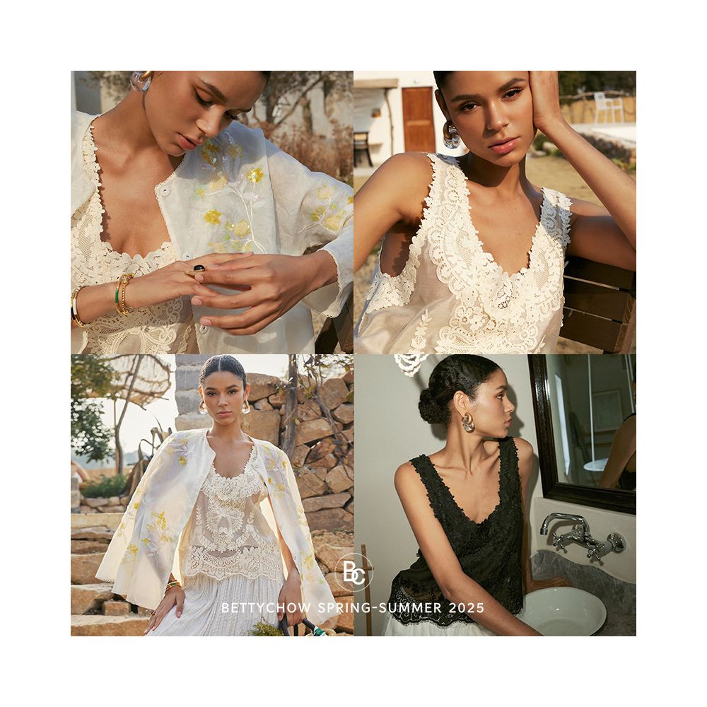 Betty Chow is overweight Exquisite and elegant slimming vintage style Tencel linen lace vest beige black image 1