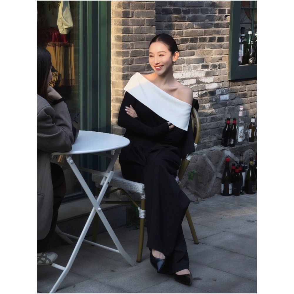 LiHuiEr Weekly s stunning one shoulder top with a high end feel for women featuring off the shoulder design and sloping shoulders image 0