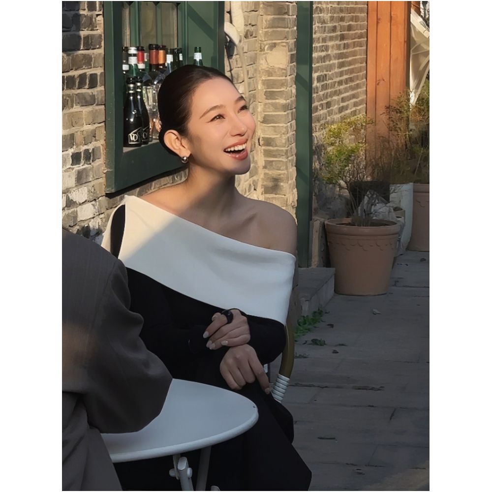 LiHuiEr Weekly s stunning one shoulder top with a high end feel for women featuring off the shoulder design and sloping shoulders image 1