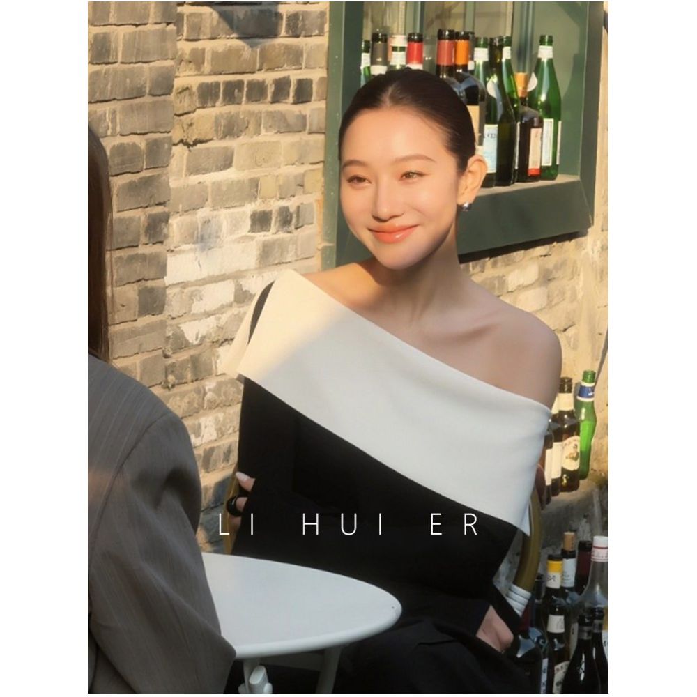 LiHuiEr Weekly s stunning one shoulder top with a high end feel for women featuring off the shoulder design and sloping shoulders image 3