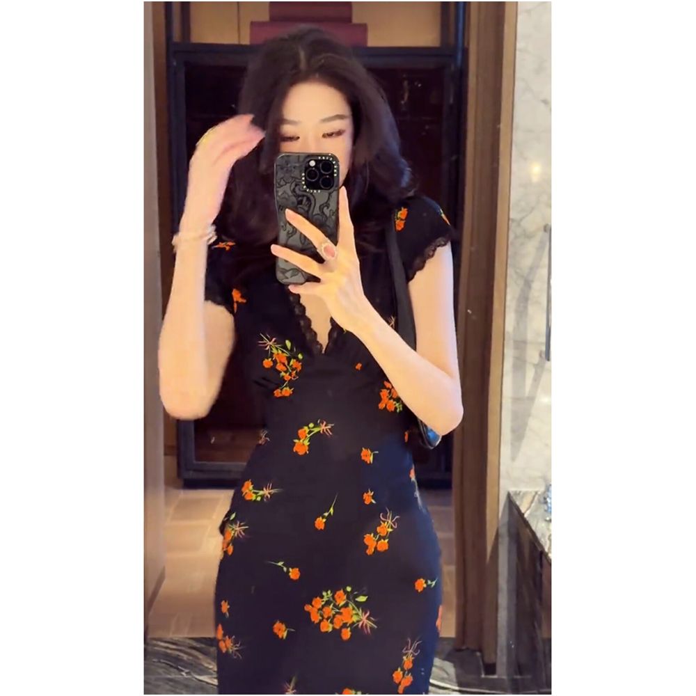 2026 Summer High Society Subtle Luxury Sophisticated Aura Powerful Black Printed Dress for Important Occasions image 4