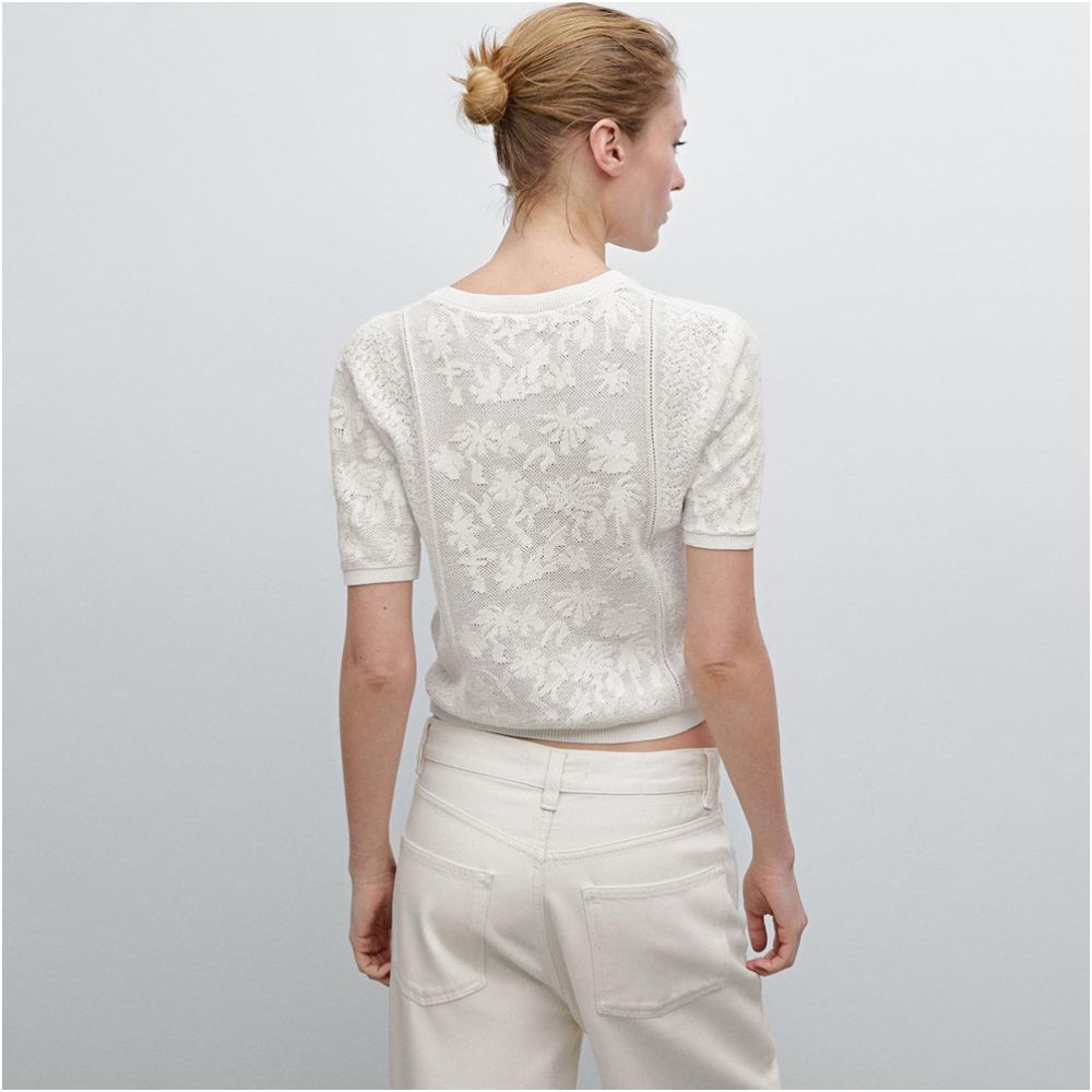 MD women s French romantic white exquisite lace round neck short sleeved knitted cardigan for women 05716677712 image 3