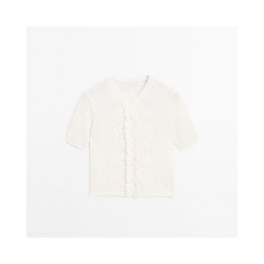 ASAYA6373 – Ivory Lace Knit Cardigan 🤍✨🌿