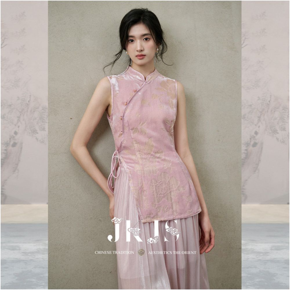 ASAYA6375 – Blush Silk Cheongsam Top 🌸💗✨