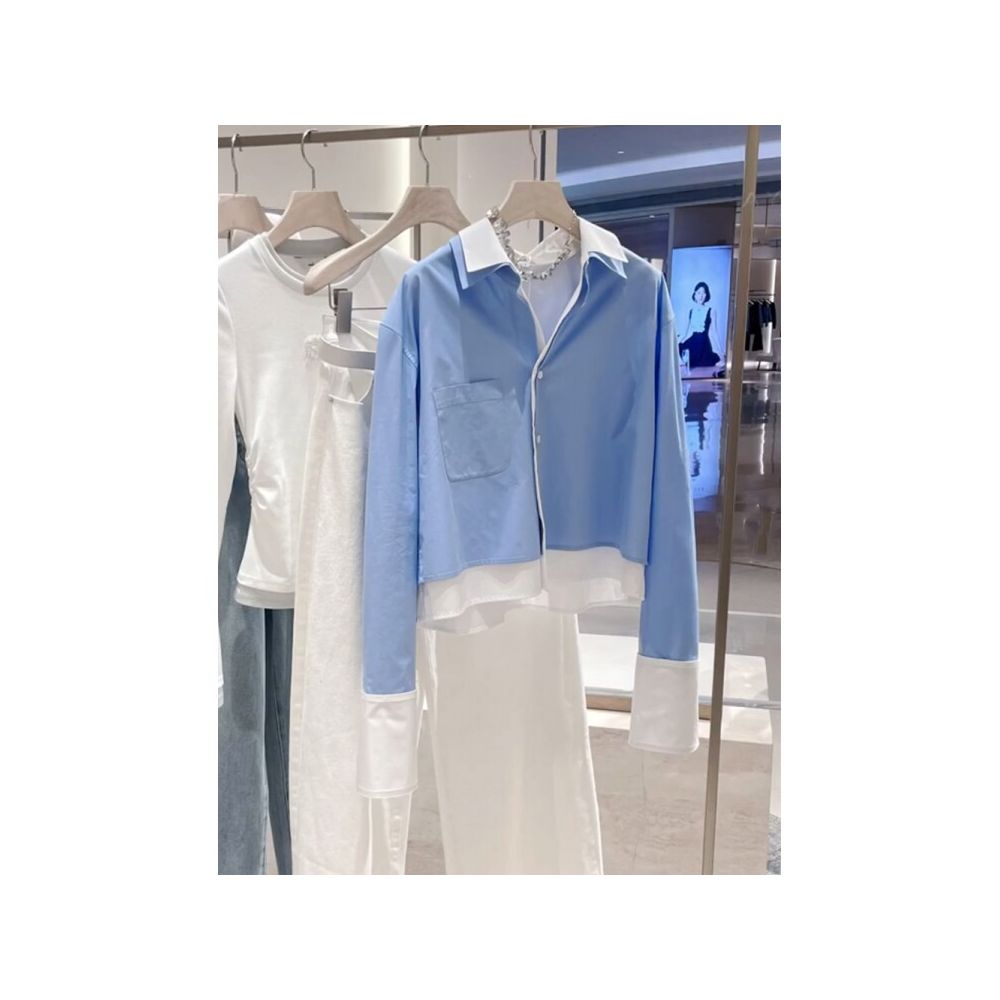 ASAYA6380 – Sky Layered Chic Shirt 💙✨