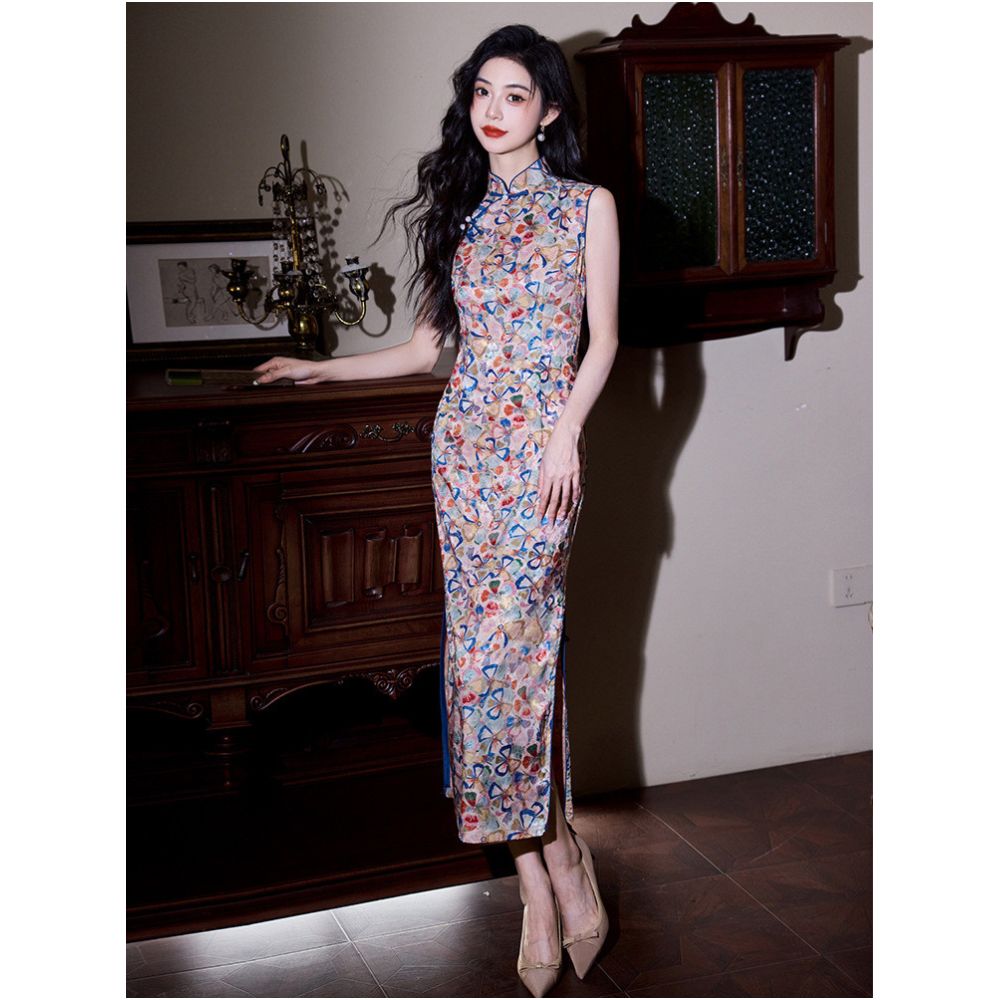 Simple tailoring vintage style tops Retro Cheongsam 2025 New Summer Women s Youthful Temperament High End Sleeveless Modified image 0