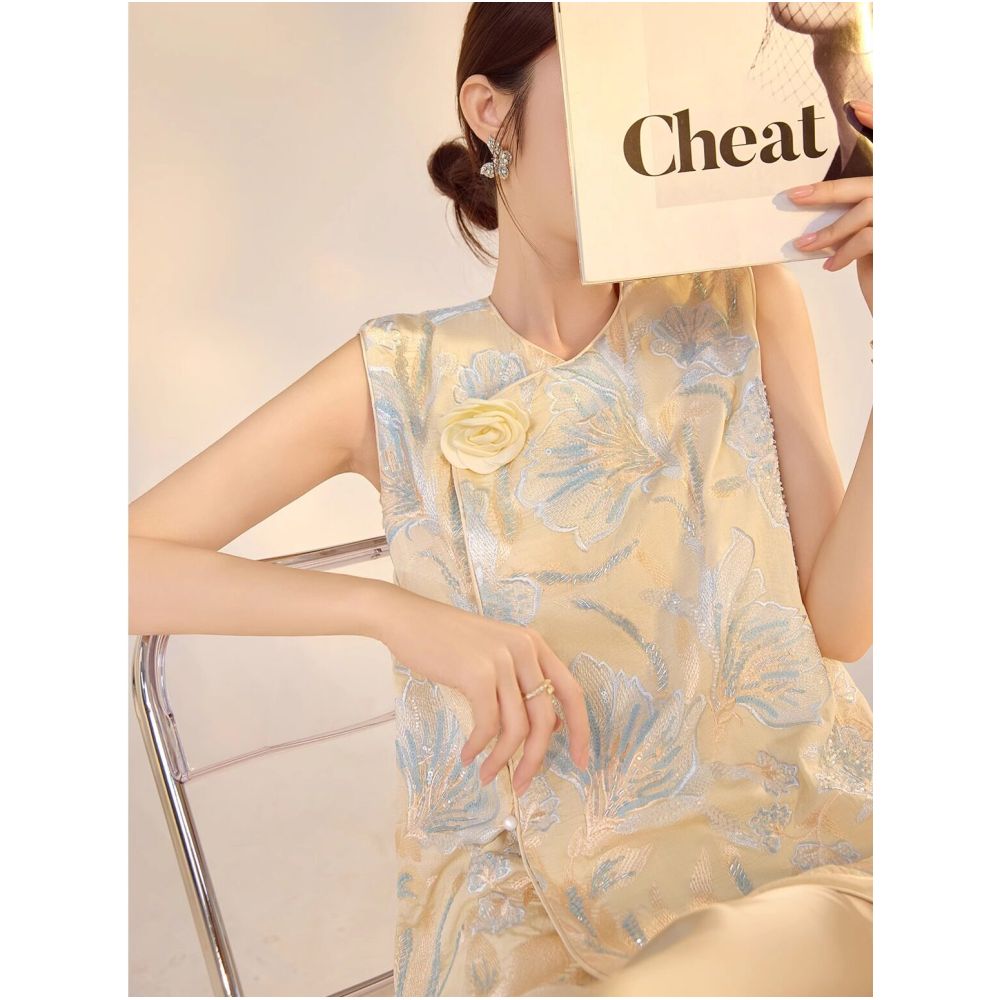 Tangdou Haute Couture Springtime Floral Pattern New Chinese Style Three Dimensional Floral Satin Embroidered Vest image 1