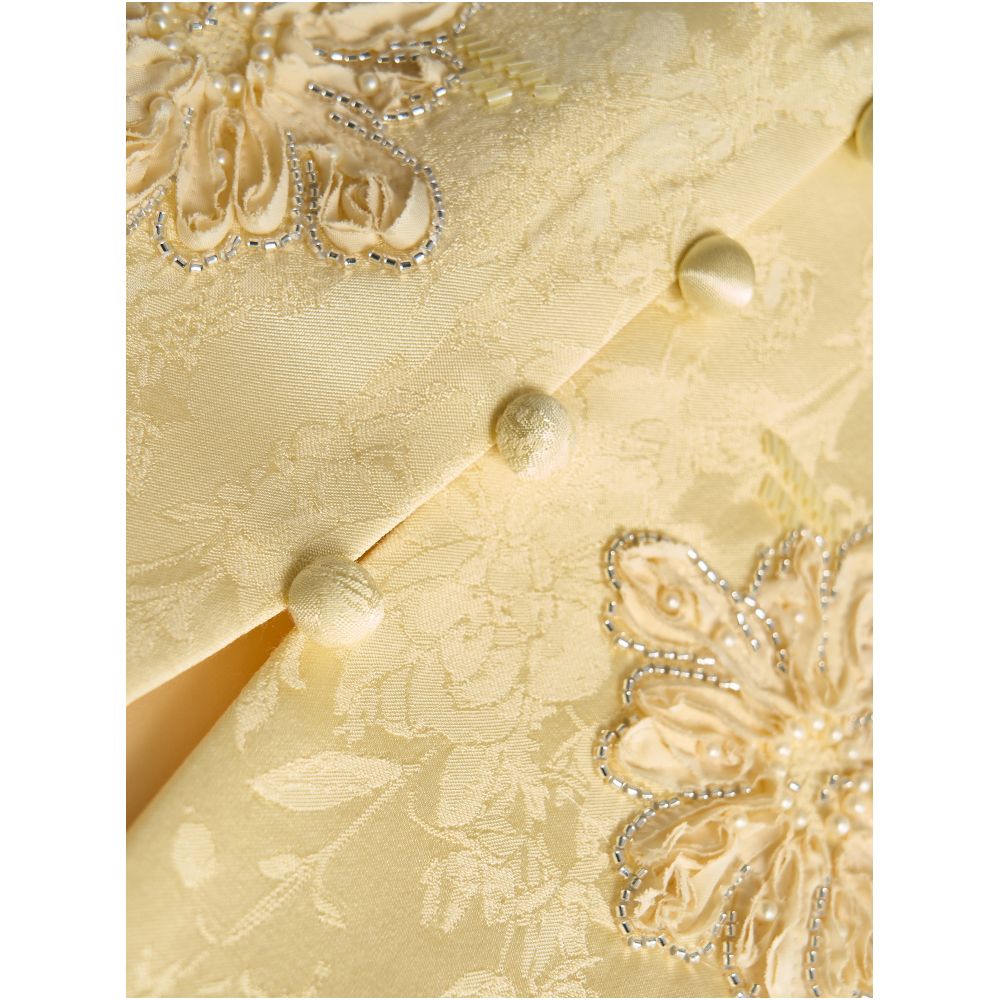 New Chinese style high end elegant yellow jacquard heavy floral embroidery vest and skirt suit summer new style image 4