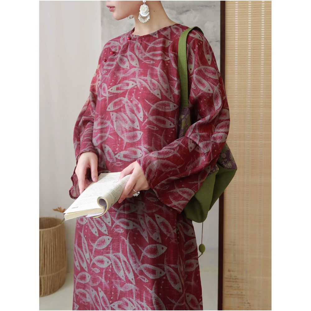 ASAYA6412 – Crimson Poetry Oriental Dress ❤️🍂