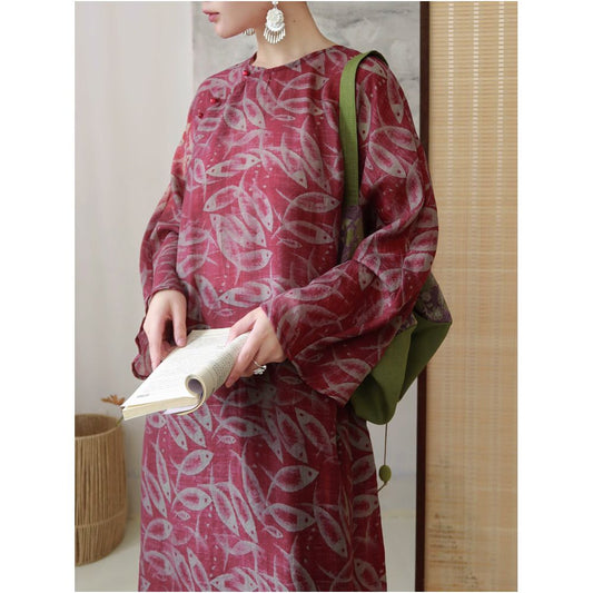 ASAYA6412 – Crimson Poetry Oriental Dress ❤️🍂