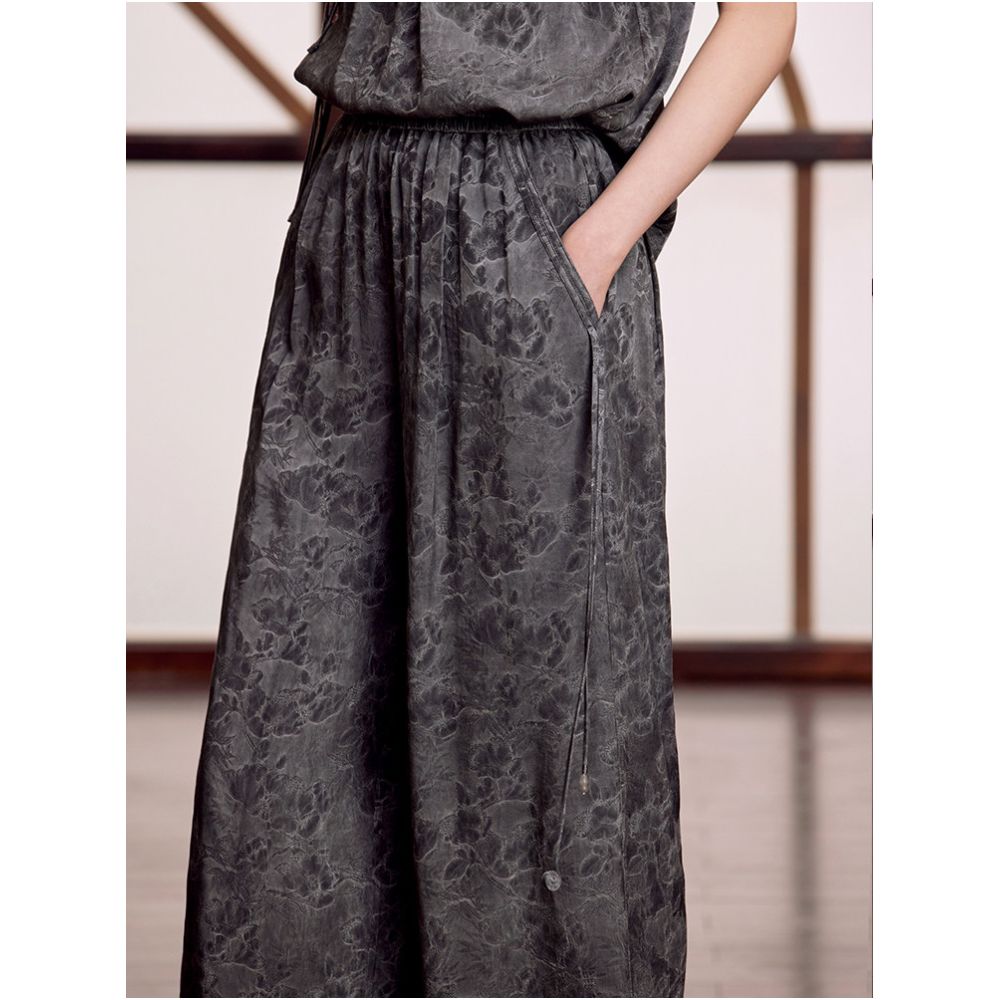 Ruyi Lianyun Summer New Style Color Burning Jacquard Casual Pants for Women Chinese Style New Retro Wide Leg Floor Length Pants image 3
