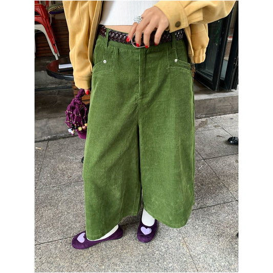 ASAYA6441 – Vintage Corduroy Culotte Pants 🍃✨