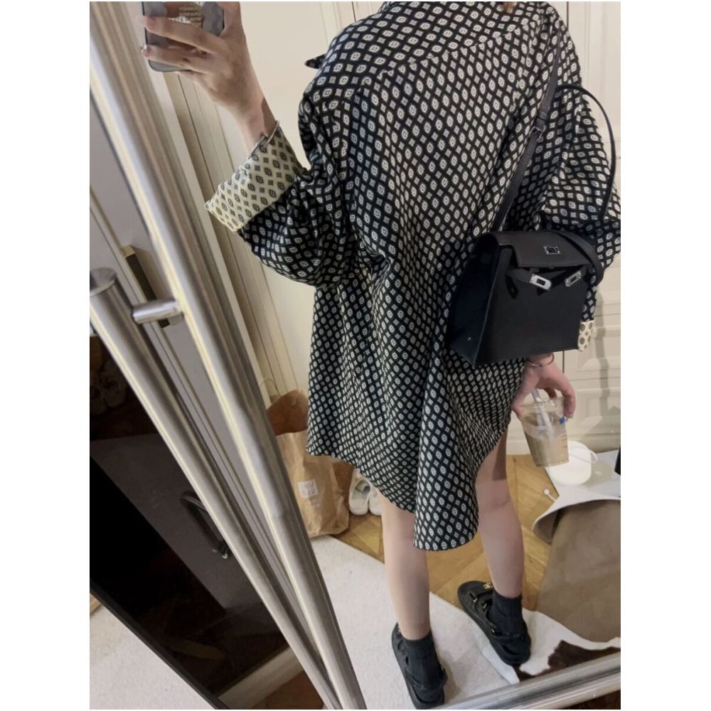 S andro Madge Old Money Style Midi Long Shirt Women s 2026 Early Spring Loose Versatile Casual Jacquard Top image 3