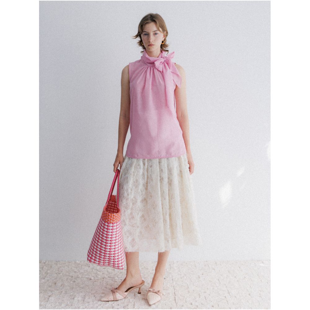 SOTHEMOS 25SS Moonlight Sonata New Color Tencel Linen Original Design Sleeveless Ribbon Shirt for Women Summer image 3