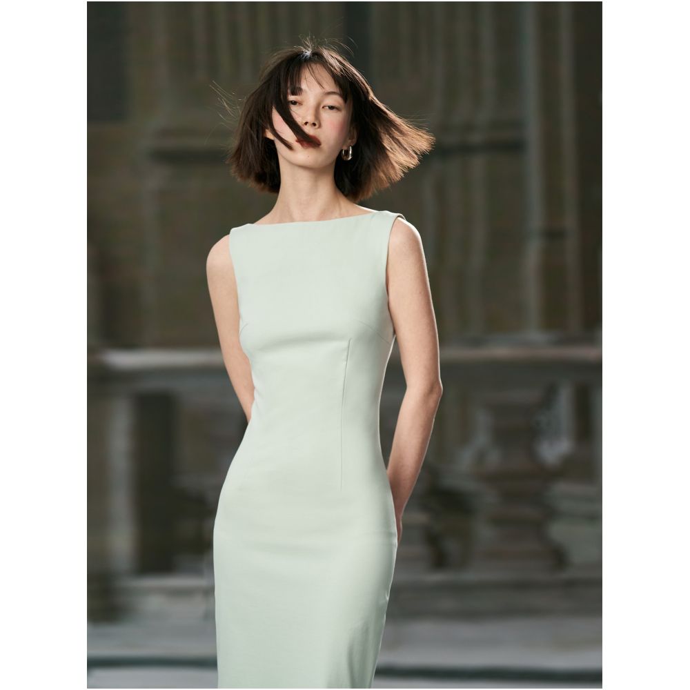 COMMON VALUE Gift Mint Green Off Shoulder Dress Japanese Stretch Cotton image 0