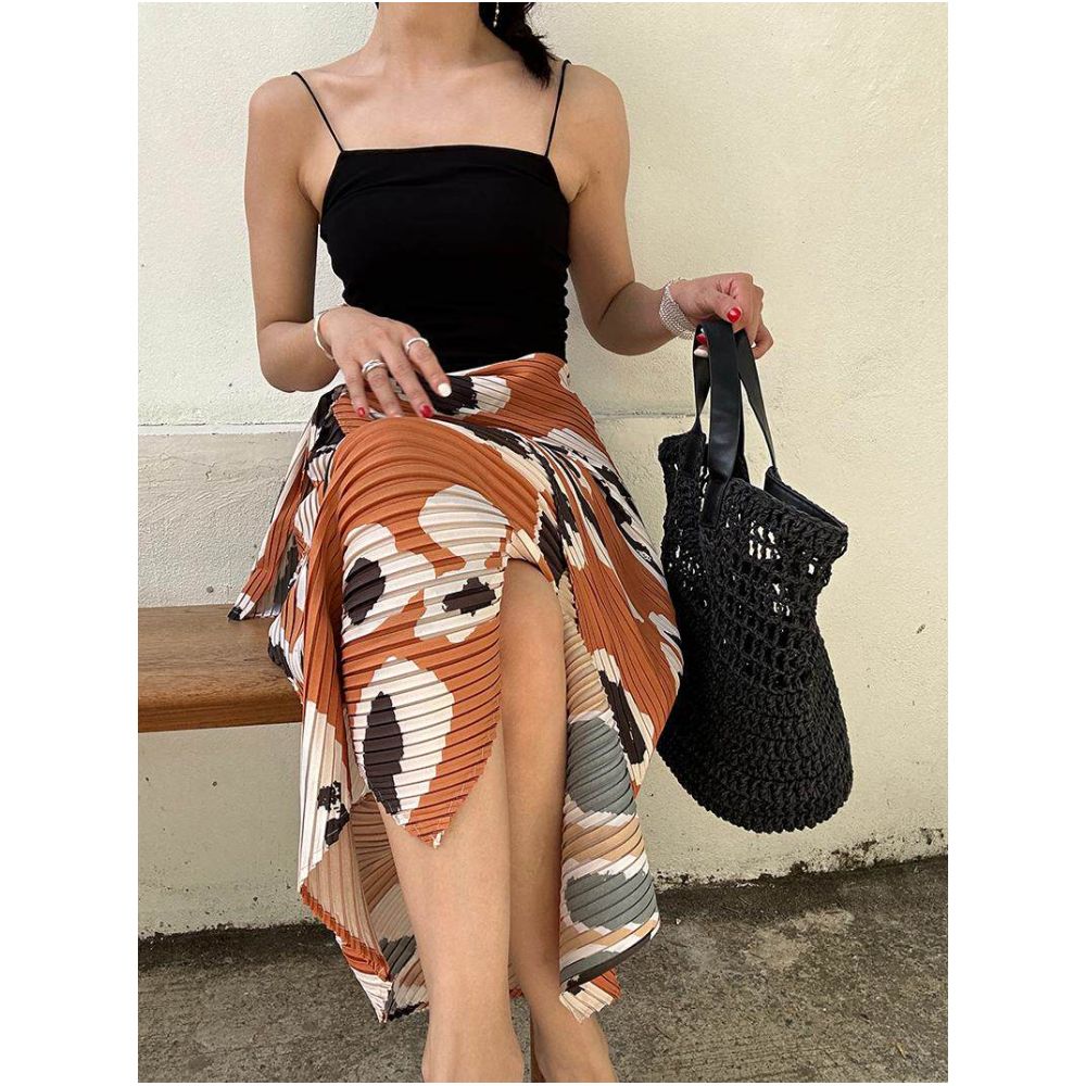 BLUE Y Japanese Limited Edition Retro Print Kite Tie Wrap Midi Skirt for Women image 3