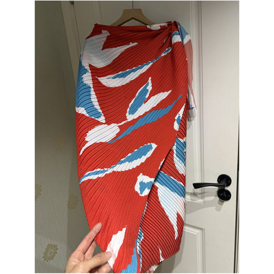 ASAYA6522 – Tropical Pleated Wrap Skirt 🌺🌞
