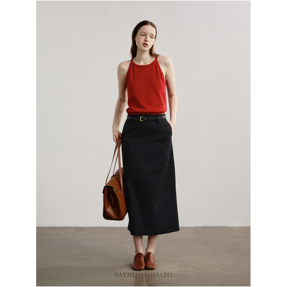 Sayhitotomato Embracing the Blazing Sun Silk Linen Cotton Close fitting Breathable Halter Neck Vest Inner Layer Knitted Camisole image 2