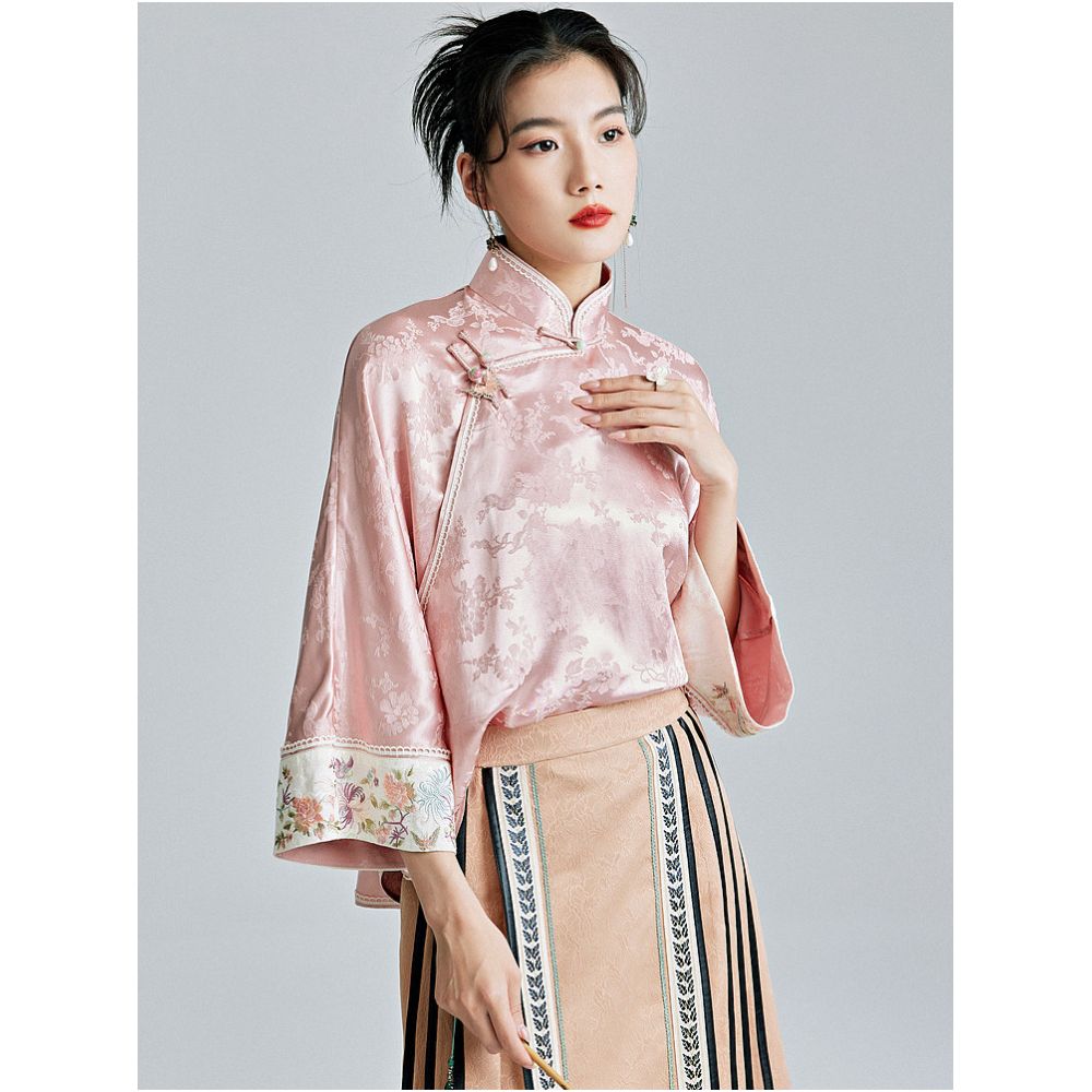 Moyu 2025 Spring New Chinese Style Elegant Tea Dress New Chinese Retro Modified Tang Suit Top image 2