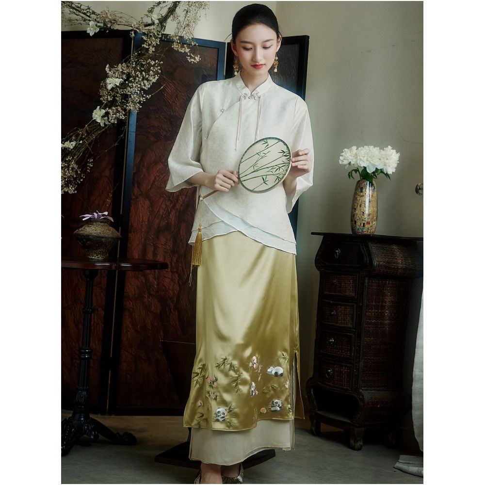 Moyu Yulei Chinese Style Summer Tencel Jacquard Modified Tang Suit Top New Chinese Design Shirt image 3