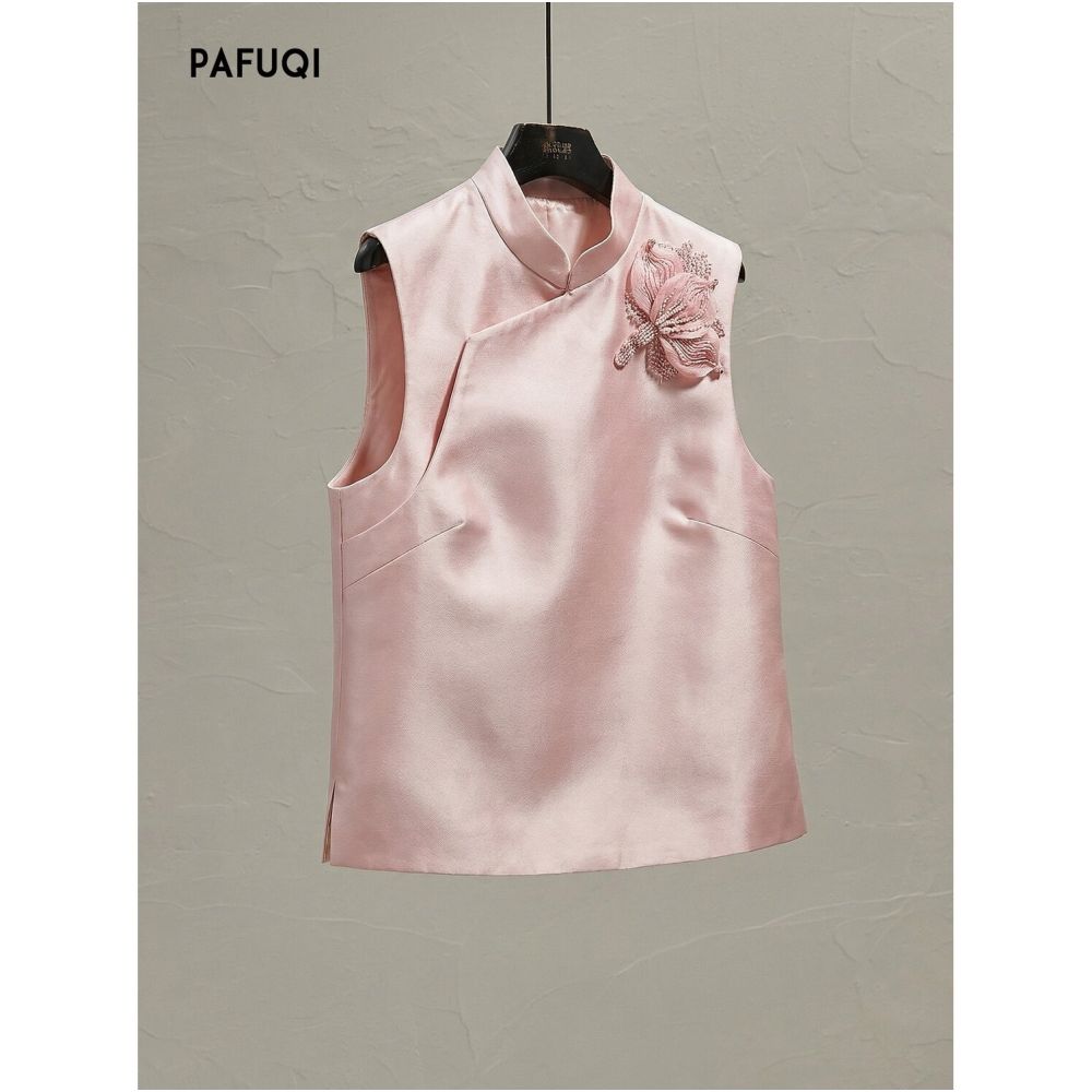 Improved New Chinese Style Women s Clothing 2026 Spring New Pink 3D Floral Layered Vest Jacket image 0