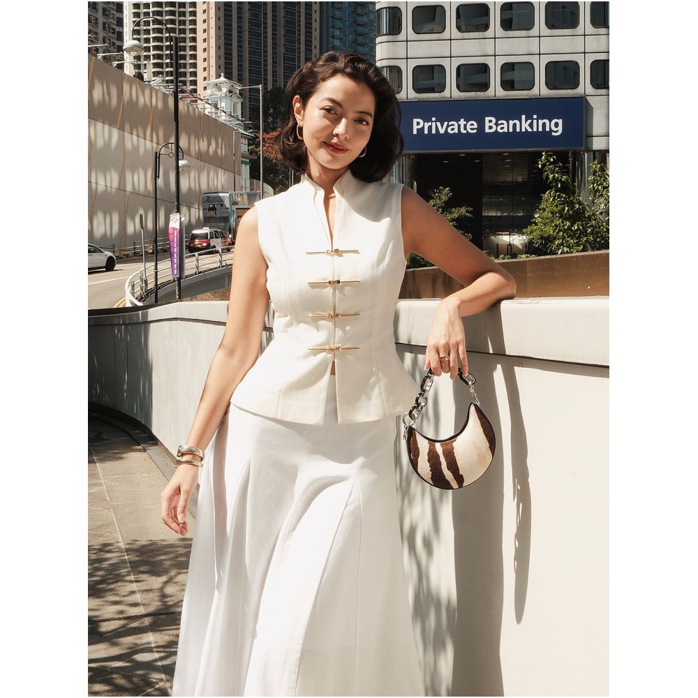BRAND BY MEI New Chinese Style Metal Fold Button Stand Collar Sleeveless Top Retro High End Vest image 2
