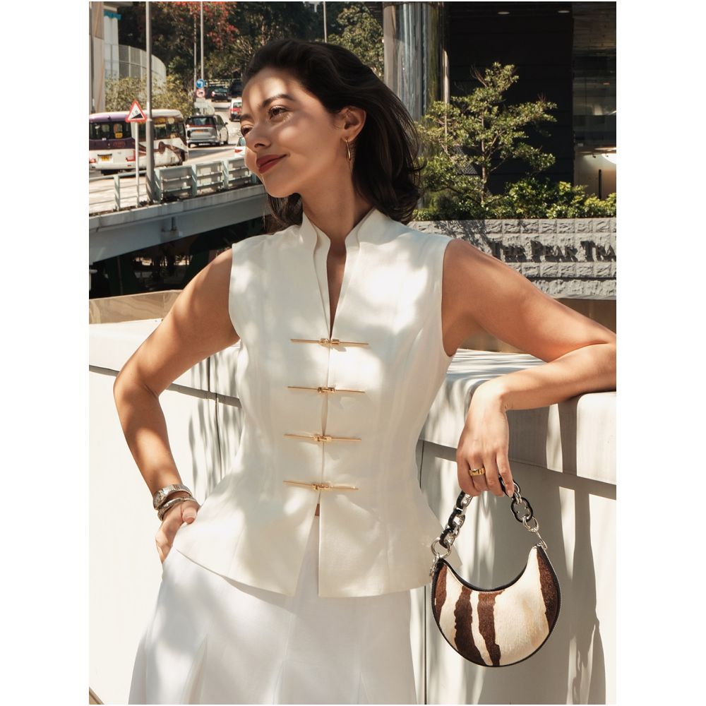 BRAND BY MEI New Chinese Style Metal Fold Button Stand Collar Sleeveless Top Retro High End Vest image 3