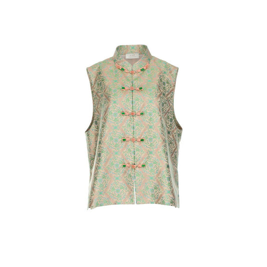 ASAYA6618 – Jade Peony Silk Vest 🌸💚