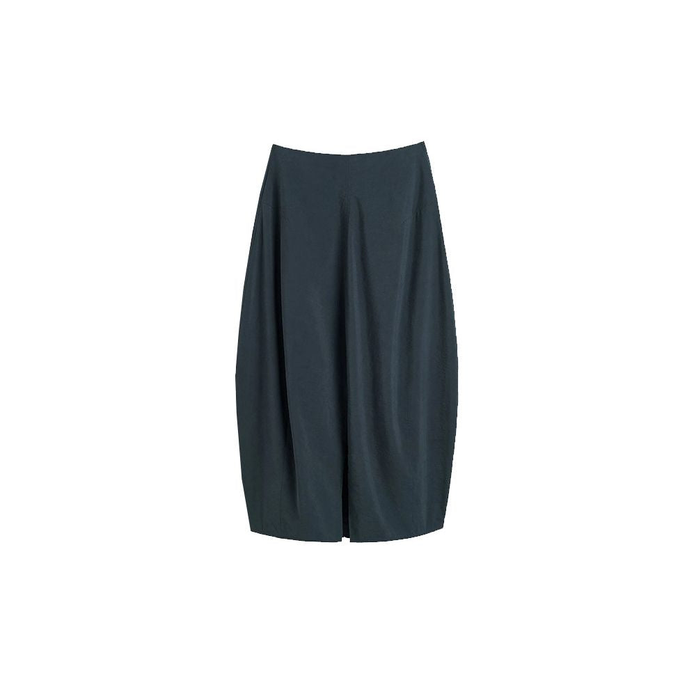 Tot silk midi skirt with a flowing drape pleated hem a unique and sophisticated design featuring a tulip shaped hem for summer image 4