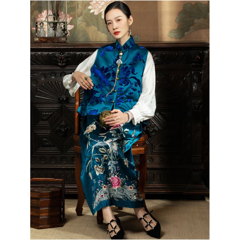 Our flagship product PSL554 Intangible Cultural Heritage Zhangzhou Velvet High end New Chinese Style Silk Zhangzhou Velvet Vest Sleeveless Jacket image 0